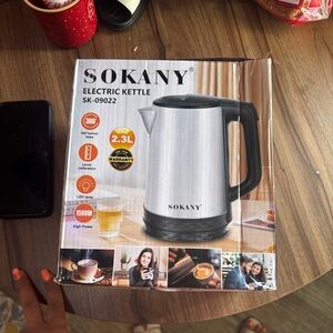 Sokany Electric Kettle 2.3L Silver and Black